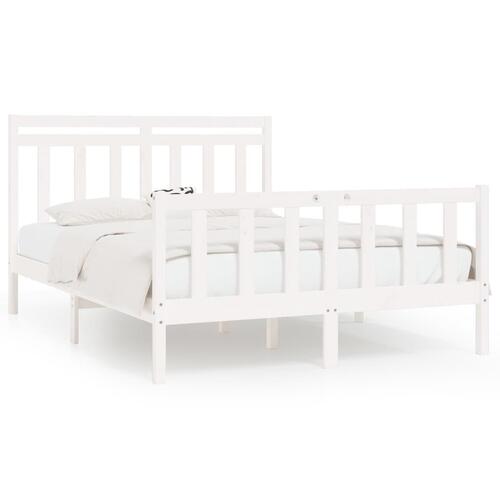 Sengeramme 150x200 cm King Size massivt fyrretræ hvid