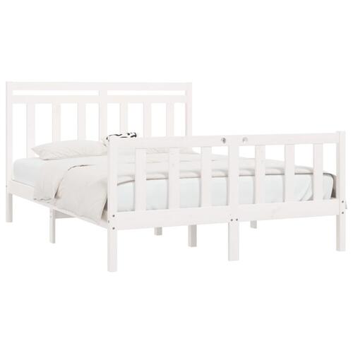 Sengeramme 150x200 cm King Size massivt fyrretræ hvid