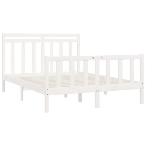 Sengeramme 150x200 cm King Size massivt fyrretræ hvid