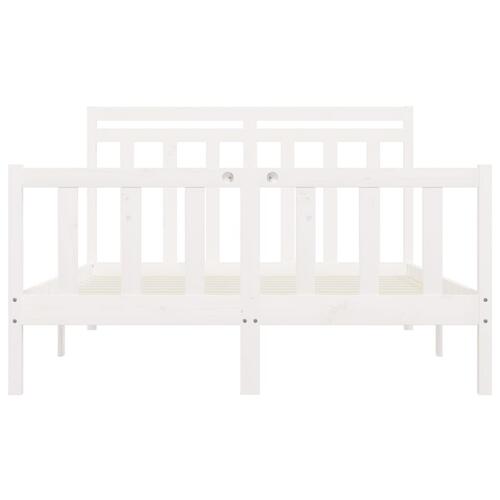 Sengeramme 150x200 cm King Size massivt fyrretræ hvid