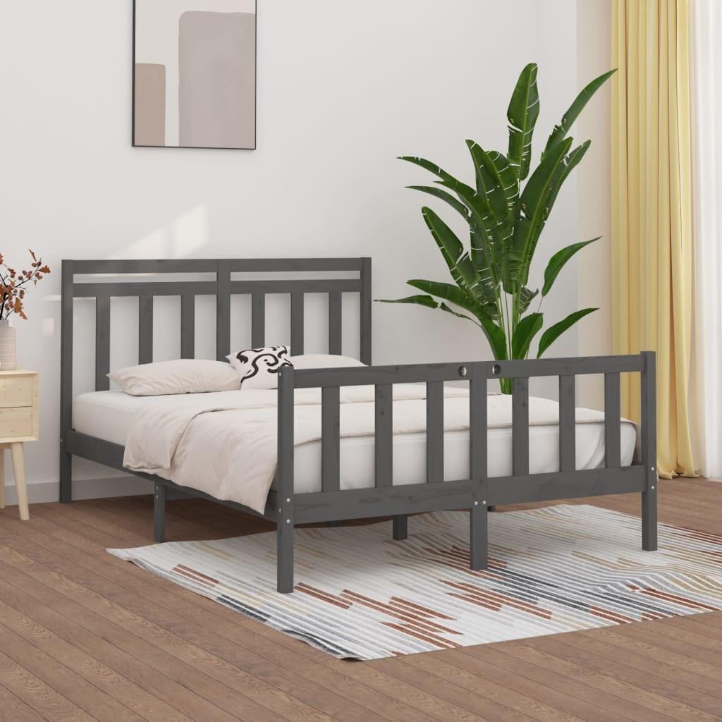 Sengeramme 150x200 cm King Size massivt fyrretræ grå