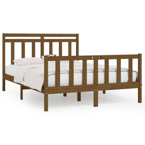 Sengeramme 150x200 cm King Size massivt træ gyldenbrun