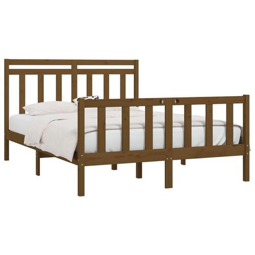 Sengeramme 150x200 cm King Size massivt træ gyldenbrun