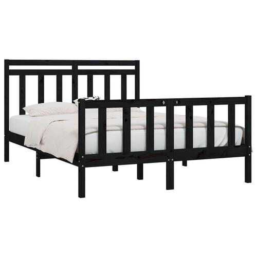 Sengeramme 150x200 cm King Size massivt fyrretræ sort