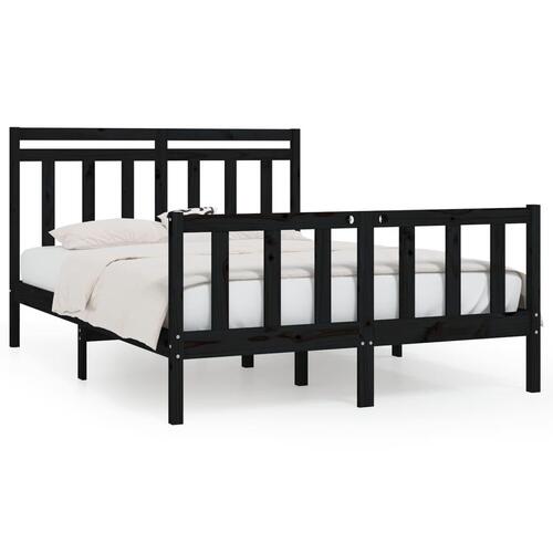 Sengeramme 160x200 cm massivt fyrretræ sort