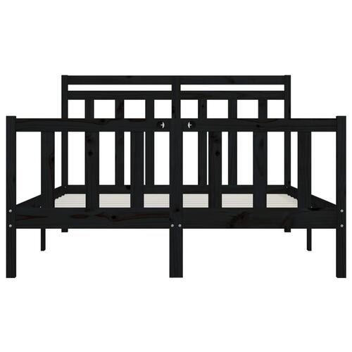 Sengeramme 160x200 cm massivt fyrretræ sort