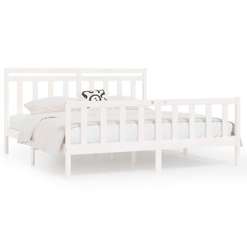 Sengeramme 180x200 cm Super King massivt fyrretræ hvid