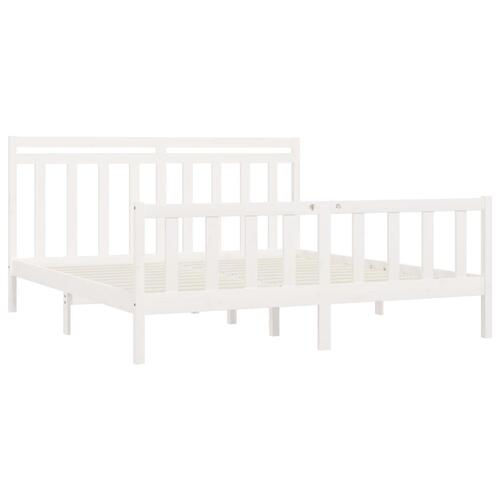 Sengeramme 180x200 cm Super King massivt fyrretræ hvid