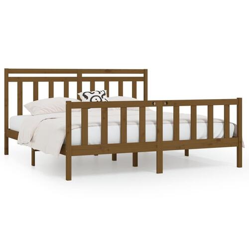 Sengeramme 180x200 cm Super King massivt fyrretræ gyldenbrun