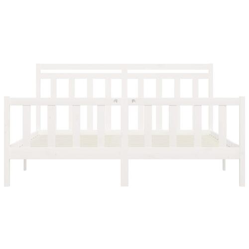 Sengeramme 200x200 cm massivt fyrretræ hvid