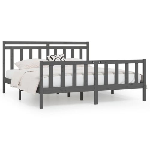 Sengeramme 200x200 cm massivt fyrretræ grå