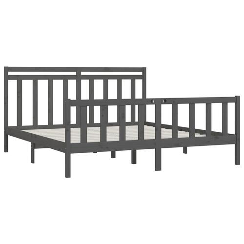 Sengeramme 200x200 cm massivt fyrretræ grå
