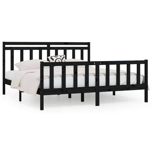 Sengeramme 200x200 cm massivt fyrretræ sort