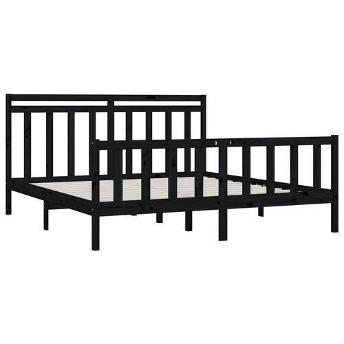 Sengeramme 200x200 cm massivt fyrretræ sort