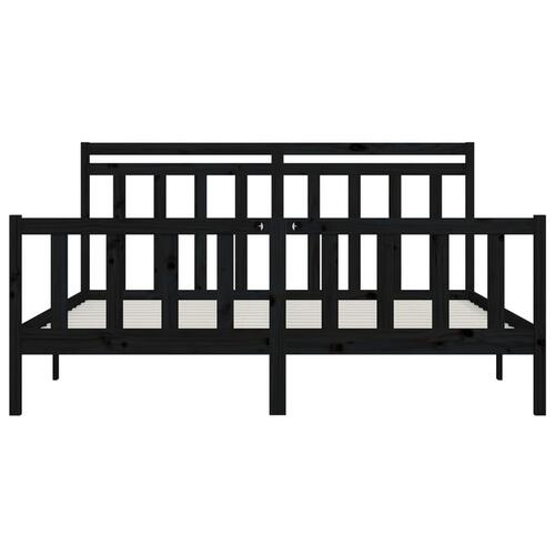 Sengeramme 200x200 cm massivt fyrretræ sort