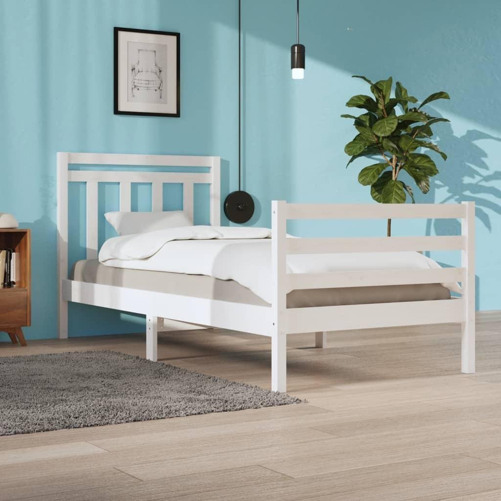 Sengeramme 90x200 cm massivt træ hvid