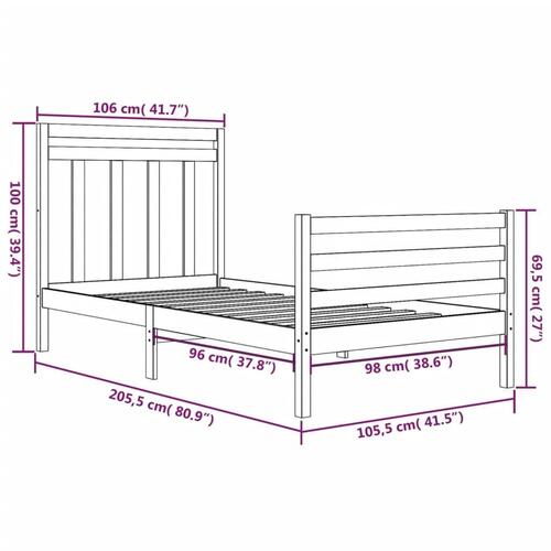 Sengeramme 100x200 cm massivt træ