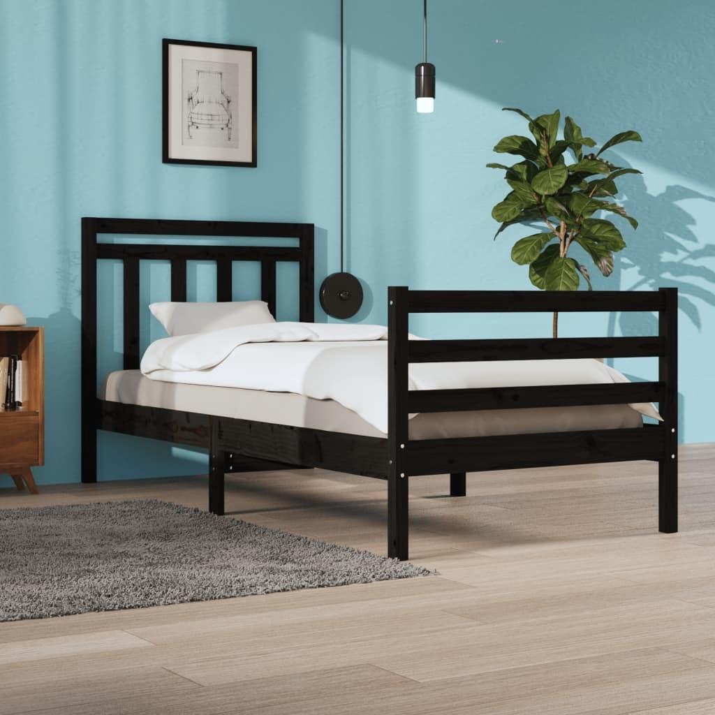 Sengeramme 100x200 cm massivt træ sort