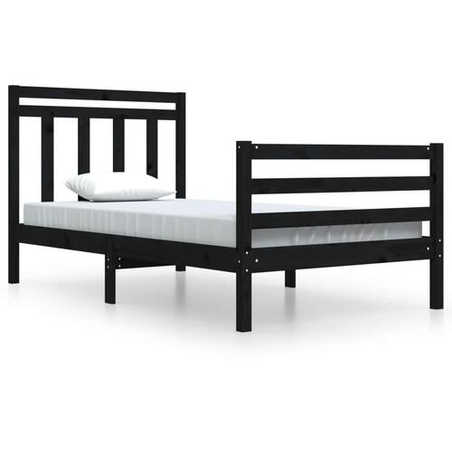Sengeramme 100x200 cm massivt træ sort