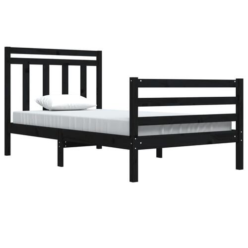 Sengeramme 100x200 cm massivt træ sort