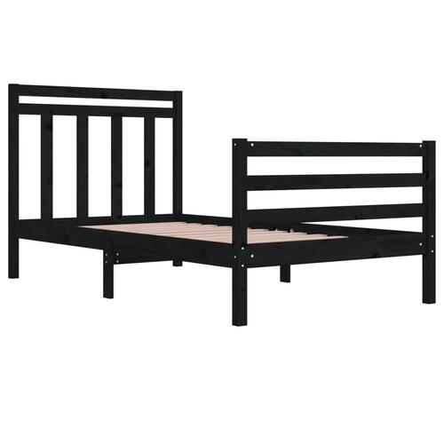 Sengeramme 100x200 cm massivt træ sort
