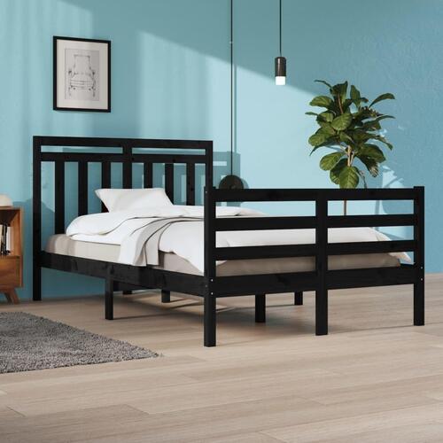 Sengeramme 120x200 cm massivt træ sort