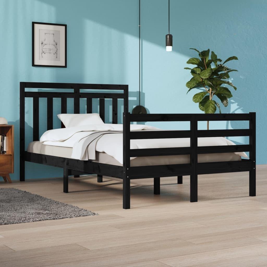 Sengeramme 120x200 cm massivt træ sort