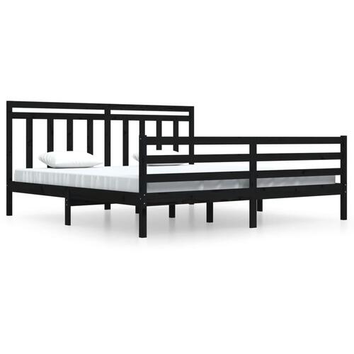 Sengeramme 200x200 cm massivt træ sort