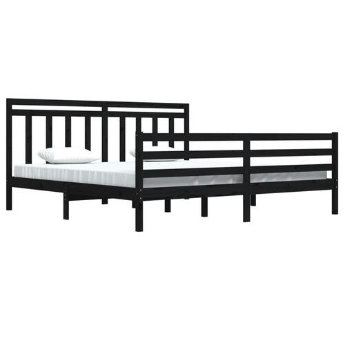 Sengeramme 200x200 cm massivt træ sort