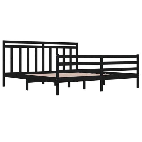 Sengeramme 200x200 cm massivt træ sort
