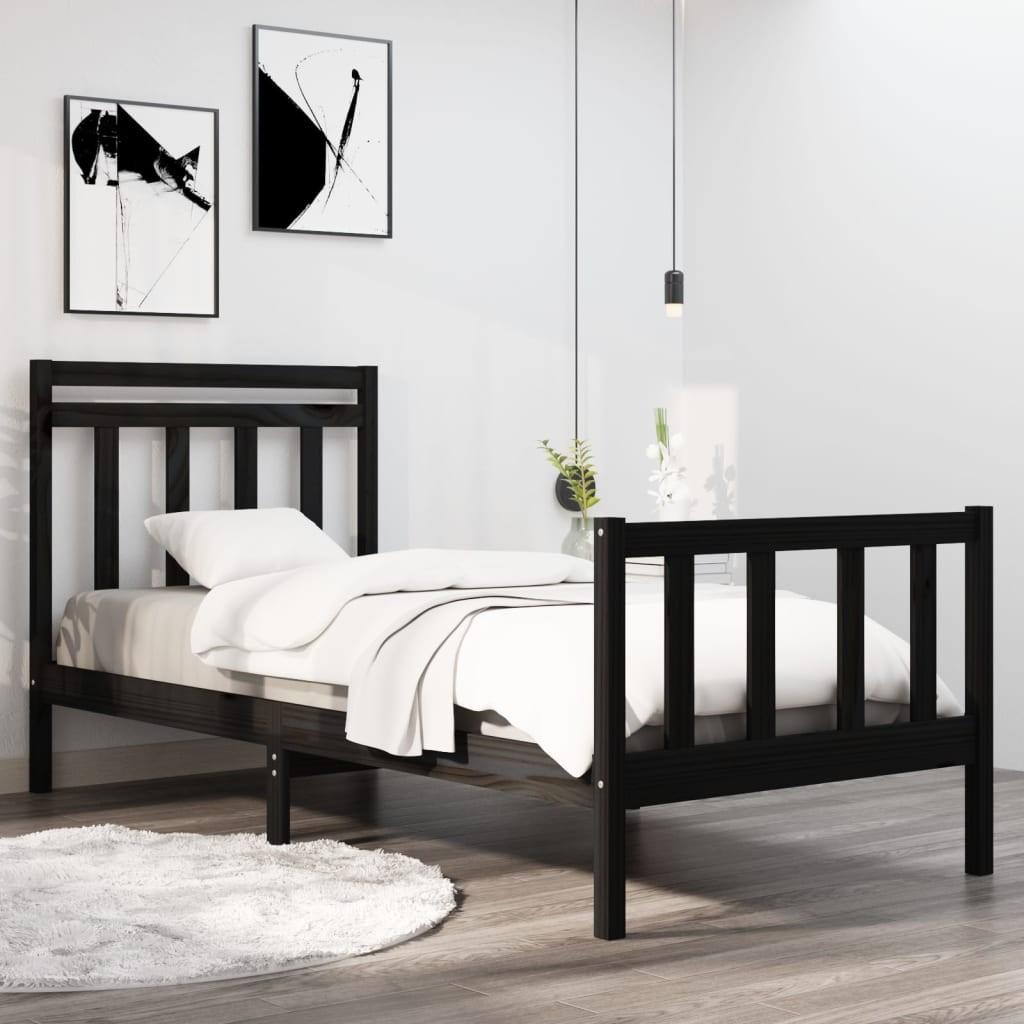 Sengeramme 75x190 cm Small Single massivt træ sort