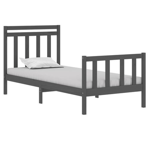 Sengeramme 90x190 cm Single massivt træ grå
