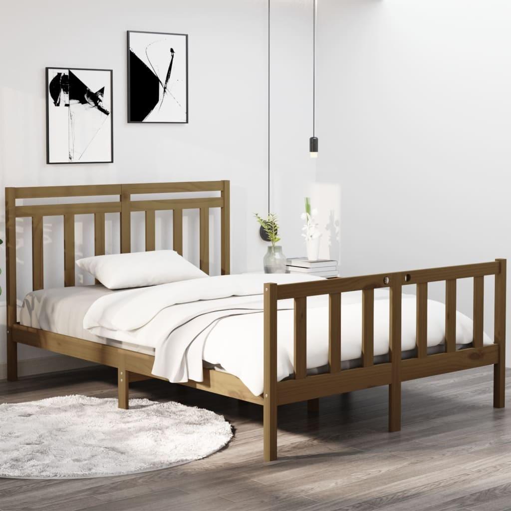 Sengeramme 120x190 cm Small Double massivt træ gyldenbrun
