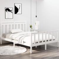 Sengeramme 135x190 cm dobbelt massivt fyrretræ hvid