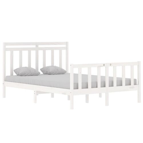 Sengeramme 135x190 cm dobbelt massivt fyrretræ hvid