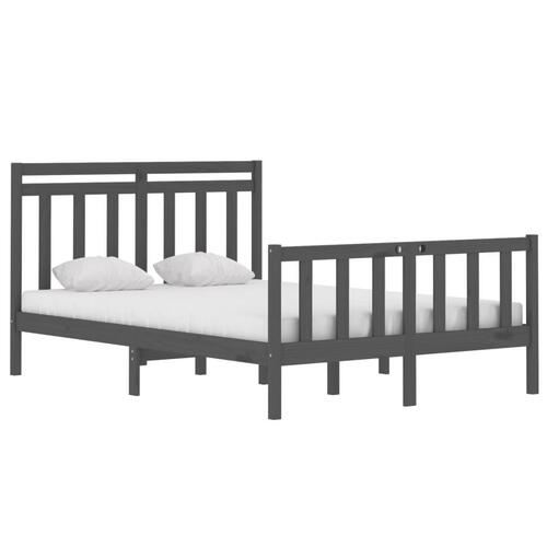 Sengeramme 135x190 cm Double massivt fyrretræ grå