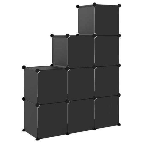 Kubeformede opbevaringskasser 9 stk. PP sort