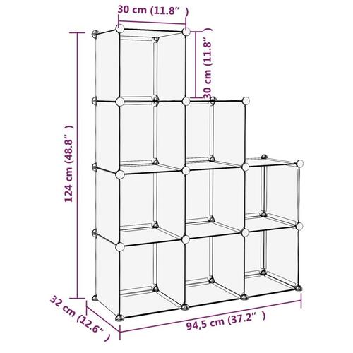 Kubeformede opbevaringskasser 9 stk. PP sort