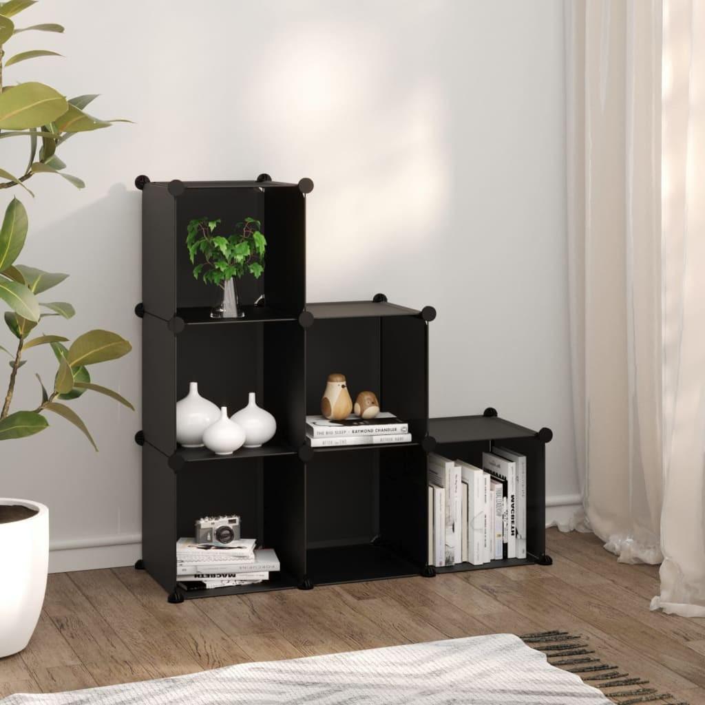 Kubeformede opbevaringskasser 6 stk. PP sort
