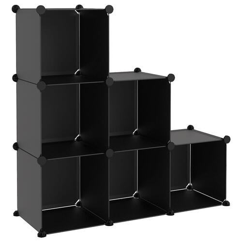Kubeformede opbevaringskasser 6 stk. PP sort