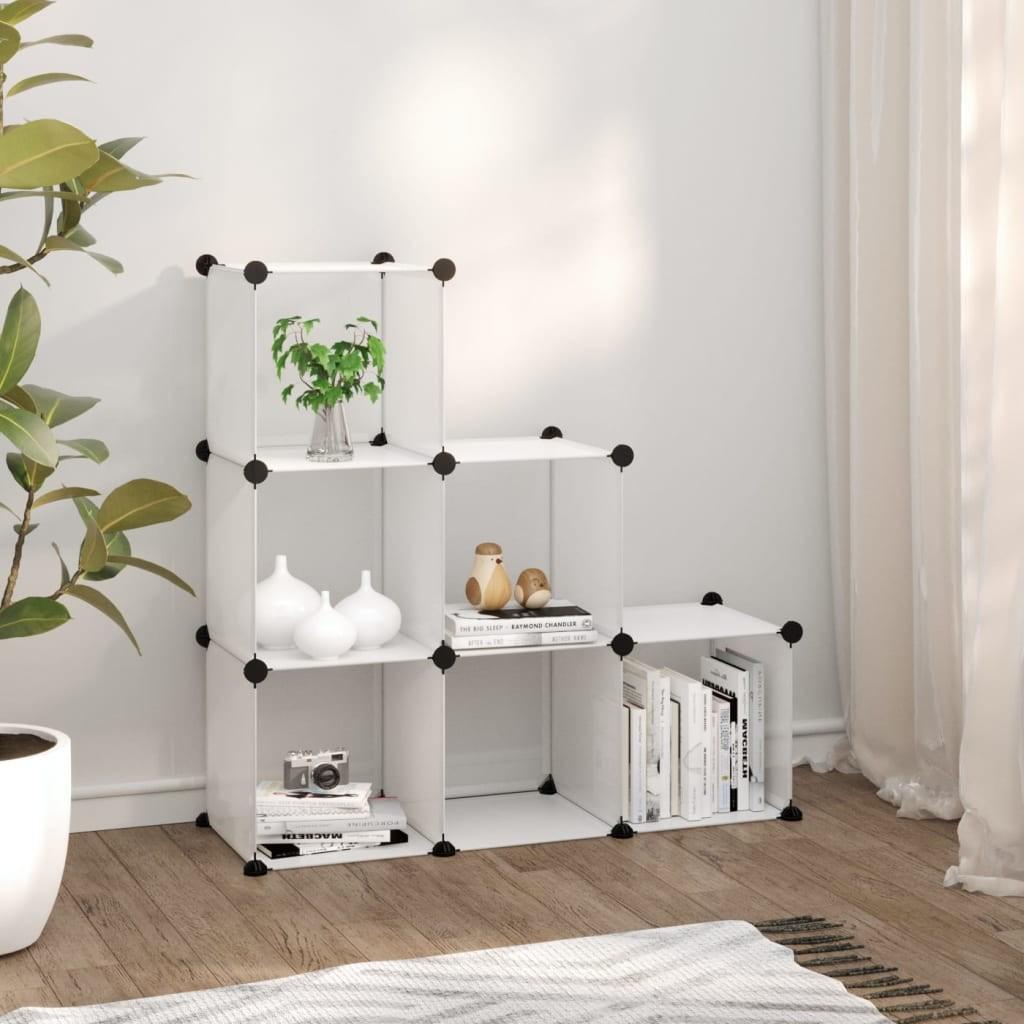 Kubeformede opbevaringskasser 6 stk. PP transparent