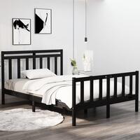 Sengeramme 140x190 cm massivt træ sort