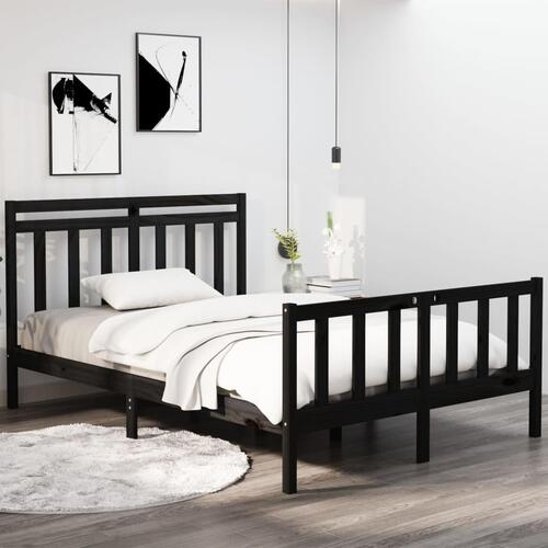 Sengeramme 140x190 cm massivt træ sort