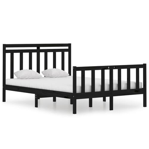 Sengeramme 140x190 cm massivt træ sort