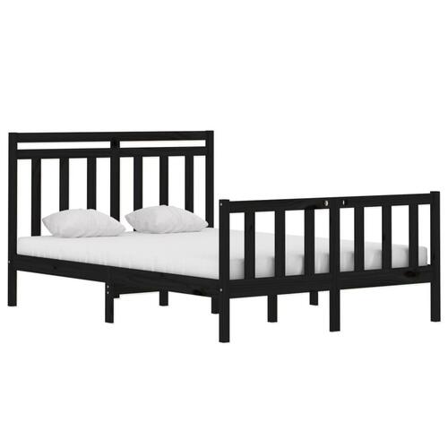 Sengeramme 140x190 cm massivt træ sort