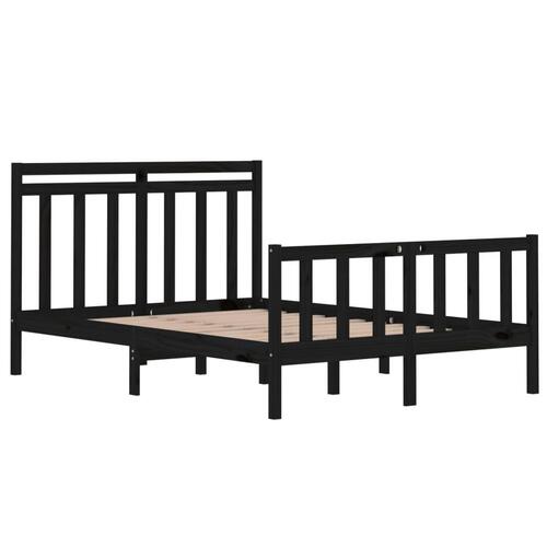 Sengeramme 140x190 cm massivt træ sort