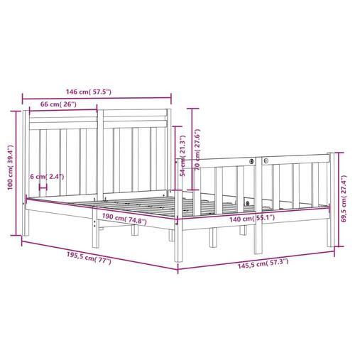 Sengeramme 140x190 cm massivt træ sort