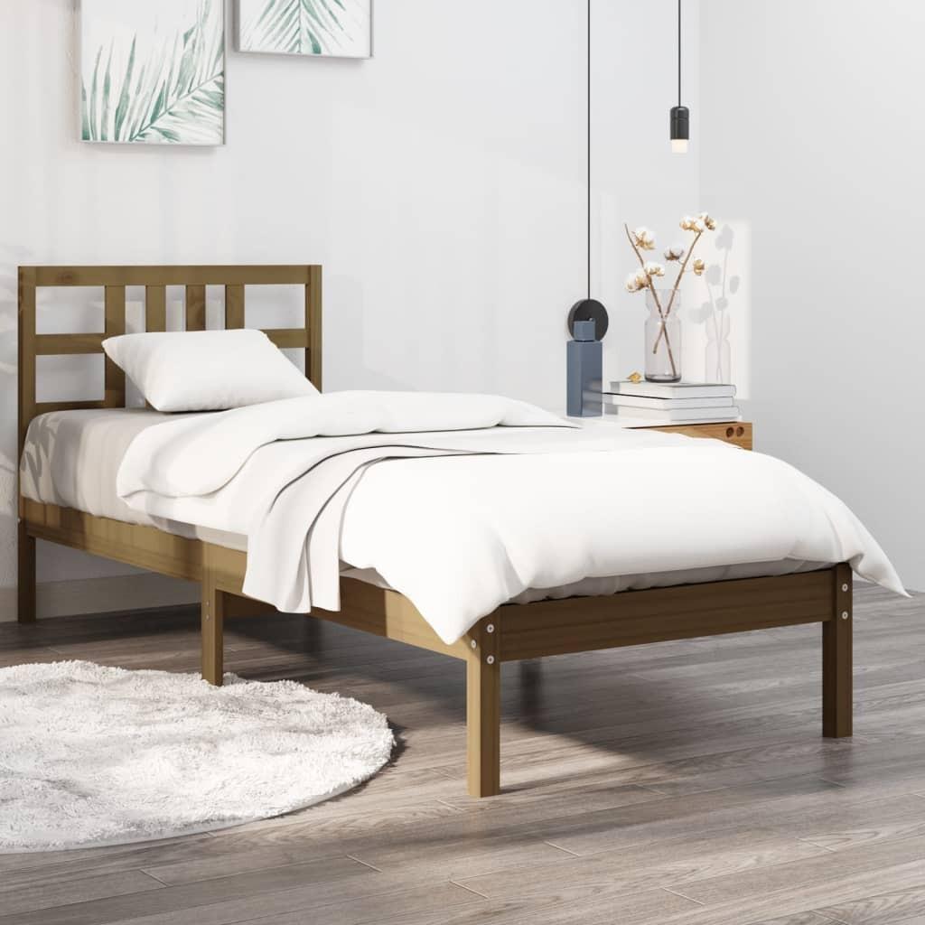 Sengeramme 75x190 cm Small Single massivt træ gyldenbrun