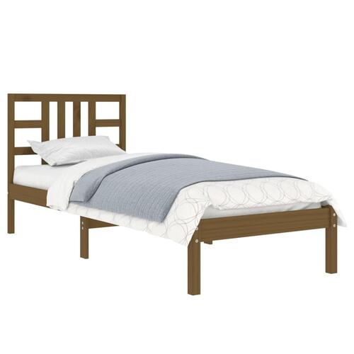Sengeramme 75x190 cm Small Single massivt træ gyldenbrun