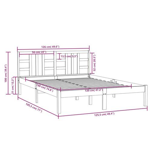 Sengeramme 120x190 cm Small Double massivt træ hvid